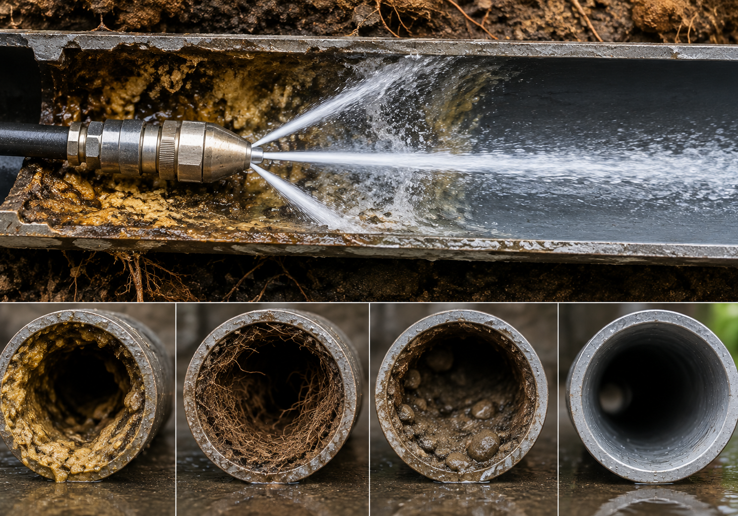 High-Pressure Pipe Cleaning Cutaway